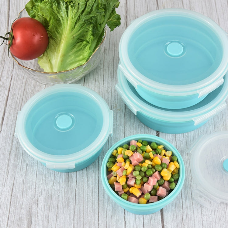 전자레인지용 휴대용 접이식 도시락 원형 실리콘 도시락 무작위 색상 배송, 용량:350ml, 350ml, 500ml, 800ml, 1200ml
