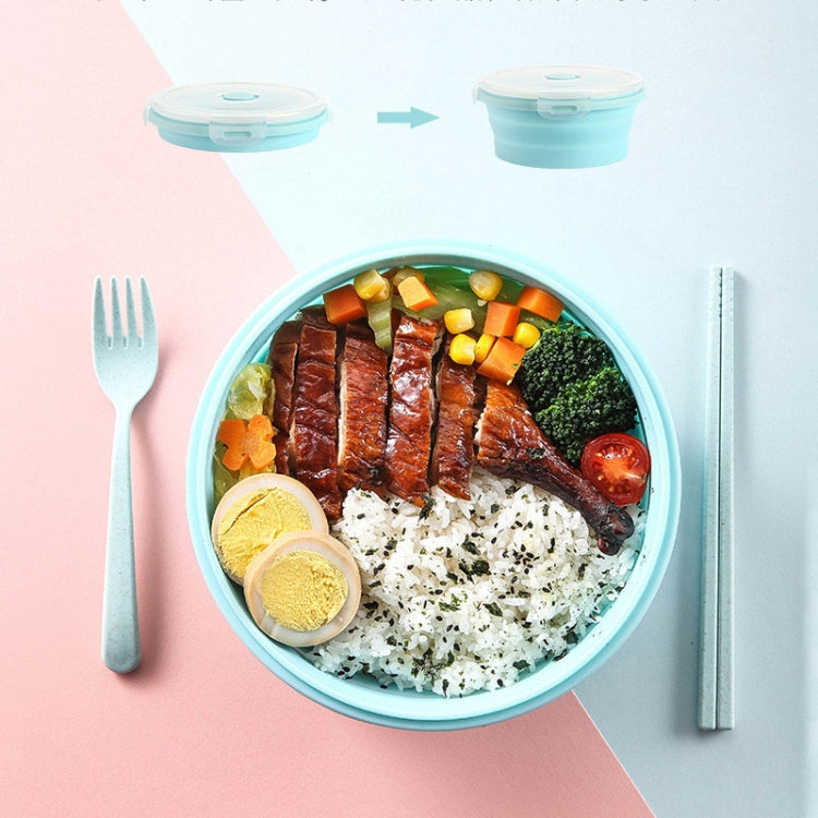 전자레인지용 휴대용 접이식 도시락 원형 실리콘 도시락 무작위 색상 배송, 용량:350ml, 350ml, 500ml, 800ml, 1200ml