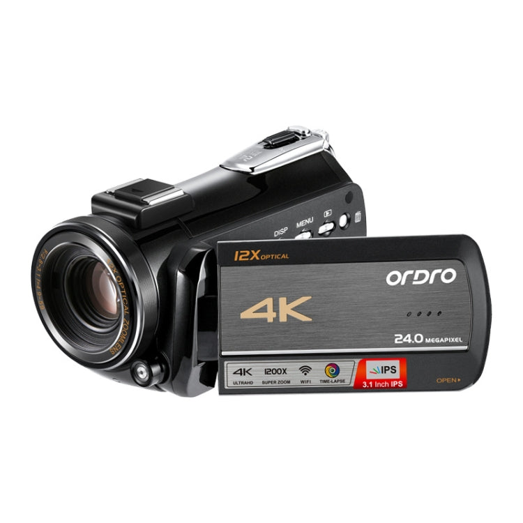 ORDRO AC5 4K HD 야간 시야 WiFi 12배 광학 줌 디지털 비디오 DV 카메라 캠코더, 표준, 표준 + 마이크, 표준 + 마이크 + 핸드헬드 스탠드, 표준 + 마이크 + 보조 조명