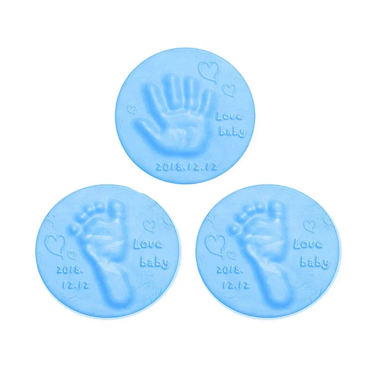 3 PCS Baby Care Air Dry Soft Clay Baby Hand and Foot Inkpad, Blue, Green, Pink, Purple, Orange, Red, White, Yellow