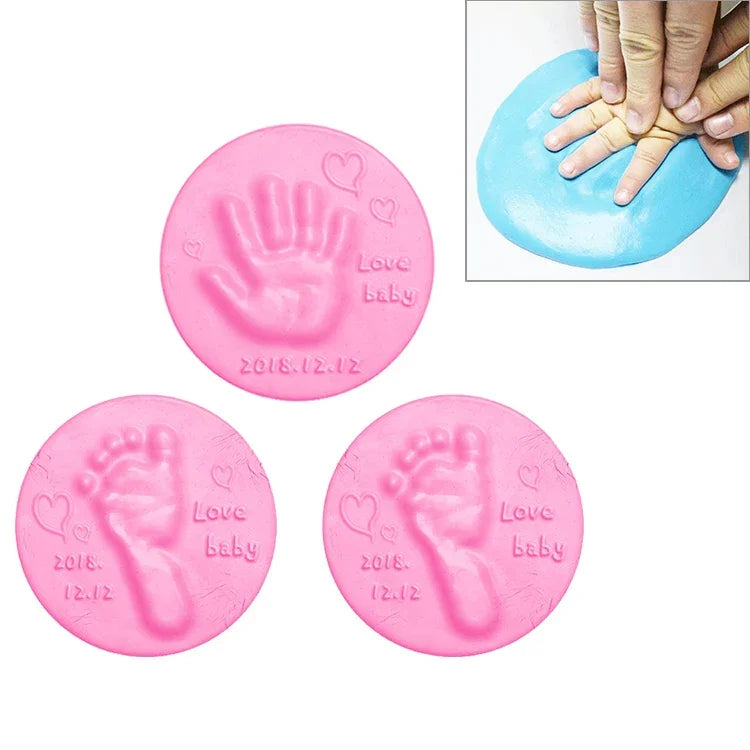 3 PCS Baby Care Air Dry Soft Clay Baby Hand and Foot Inkpad, Blue, Green, Pink, Purple, Orange, Red, White, Yellow