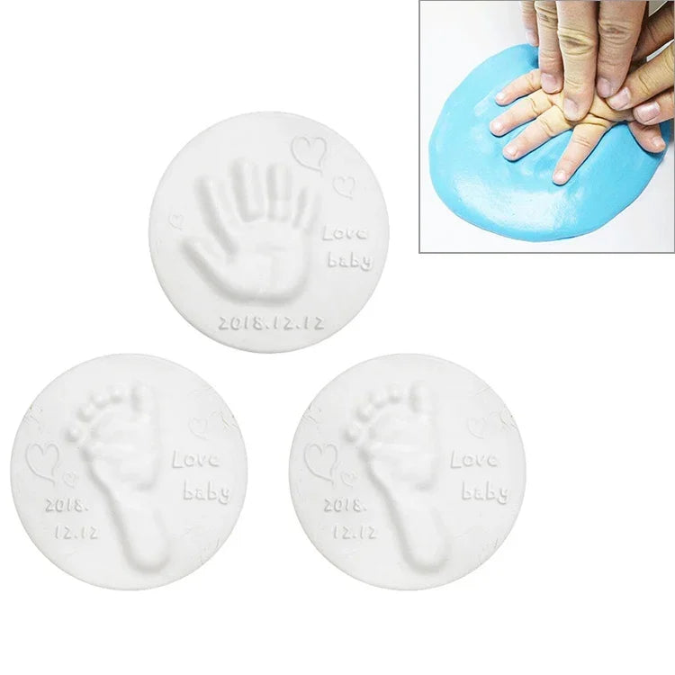 3 PCS Baby Care Air Dry Soft Clay Baby Hand and Foot Inkpad, Blue, Green, Pink, Purple, Orange, Red, White, Yellow