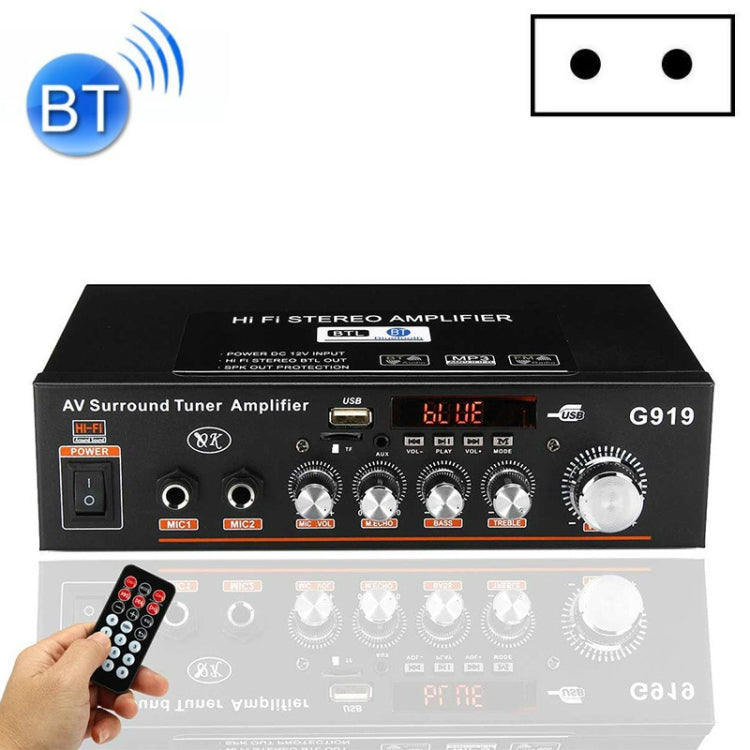 G919 스마트 디지털 파워 앰프 내장 블루투스 / USB / SD / FM 미니 파워 앰프, EU 플러그
