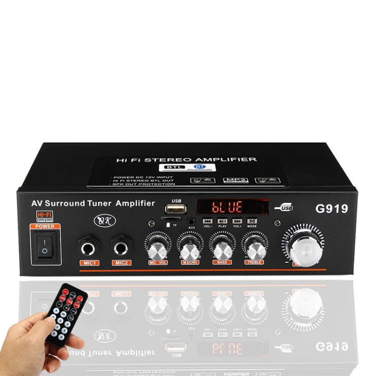 G919 스마트 디지털 파워 앰프 내장 블루투스 / USB / SD / FM 미니 파워 앰프, EU 플러그