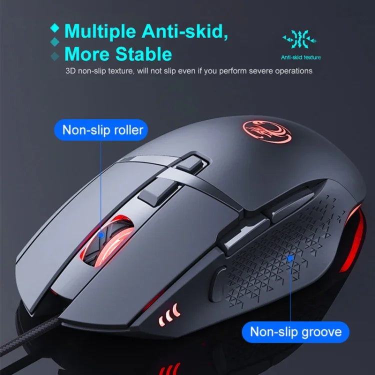 iMICE T91 8키 7200DPI USB 유선 발광 게이밍 마우스, 케이블 길이: 1.8m
