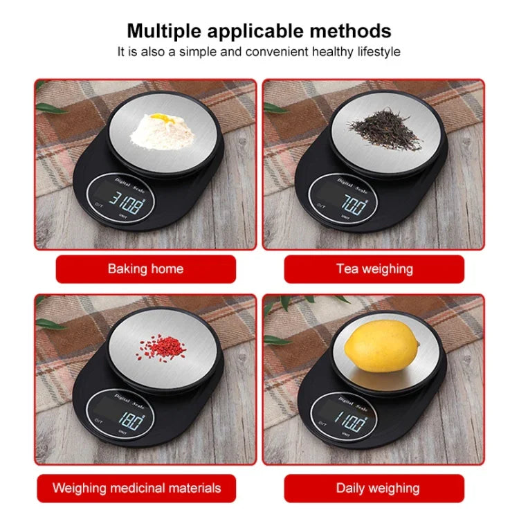 홈 주방 전자 저울 고정밀 스테인리스 주얼리 저울, 헤밍 5kg/1g, 무헤밍 5kg/1g, 헤밍 3kg/0.1g, 무헤밍 3kg/0.1g, 헤밍 5kg/0.1g, 무헤밍 5kg/0.1g