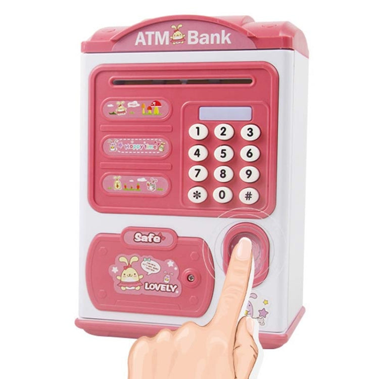 시뮬레이션 비밀번호 지문 센서 잠금 해제 돈 상자 자동 롤 머니 세이프 ATM 저금통, 분홍색, 파란색