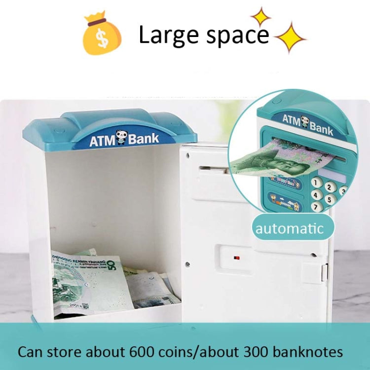 시뮬레이션 비밀번호 지문 센서 잠금 해제 돈 상자 자동 롤 머니 세이프 ATM 저금통, 분홍색, 파란색