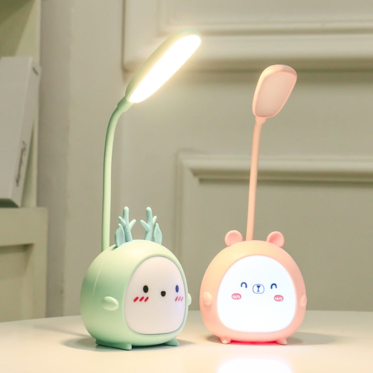 YW2021 만화 귀여운 LED 눈 보호 데스크 램프 학생 기숙사 침실 접이식 독서용 데스크 램프, 초록 양, 분홍 양, 갈색 양, 파랑 새끼 사슴, 분홍 새끼 사슴, 갈색 새끼 사슴, 초록 새끼 사슴, 초록 곰, 분홍 곰, 갈색 곰, 파랑 양