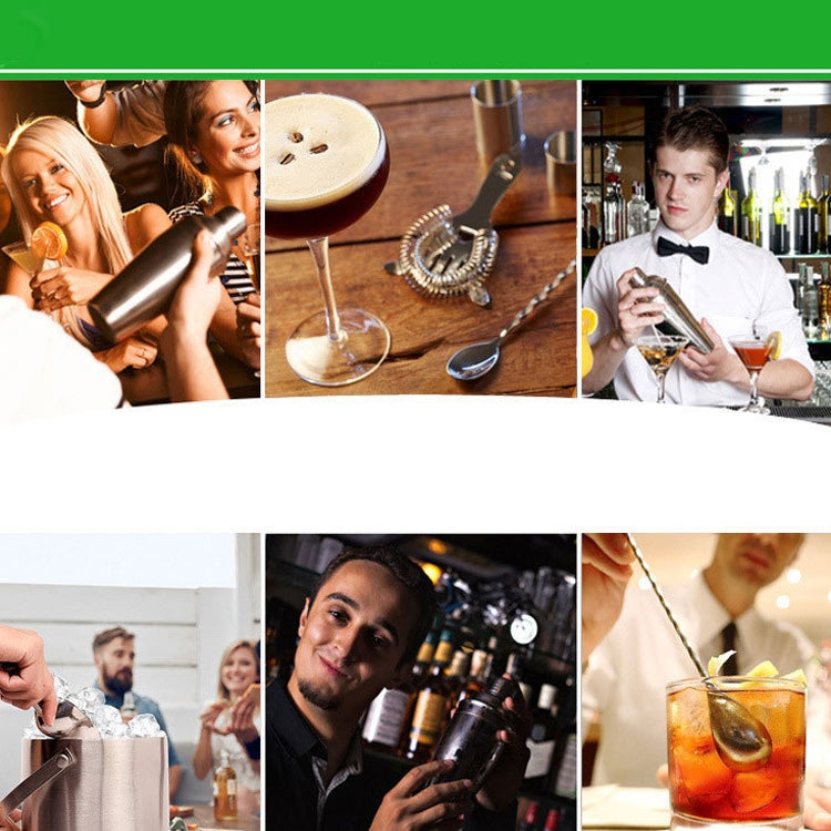 10 in 1 스테인리스 스틸 셰이커 대나무 받침대 세트 비스듬한 입 바 칵테일 바텐딩 도구, 350ml, 550ml, 750ml