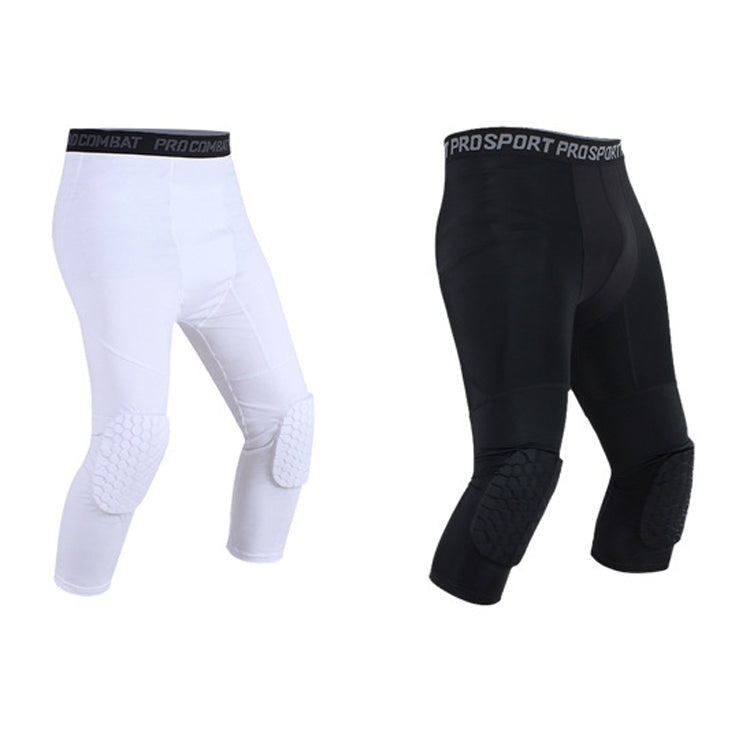 고탄력 라이크라 벌집 충격 방지 바지 남성용 농구 피트니스 7부 스웨트팬츠, S, M, L, XL, XXL, XXXL
