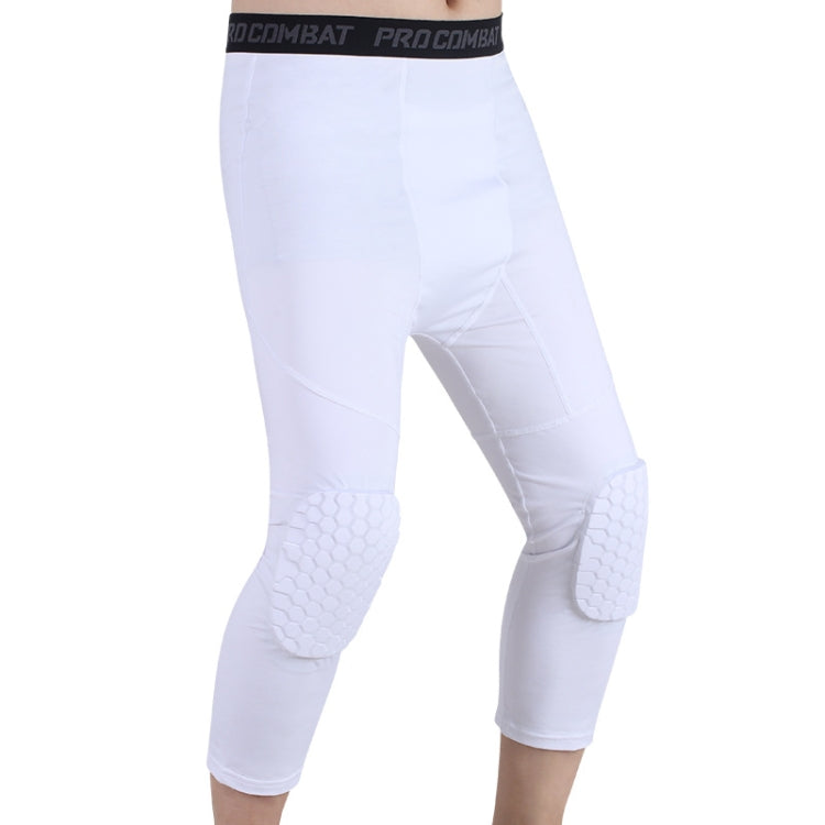 고탄력 라이크라 벌집 충격 방지 바지 남성용 농구 피트니스 7부 스웨트팬츠, S, M, L, XL, XXL, XXXL