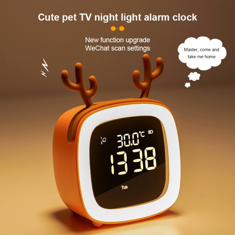 Cartoon Deer Shape Children Snooze Multifunctional USB Rechargeable Student LED Alarm Clock
