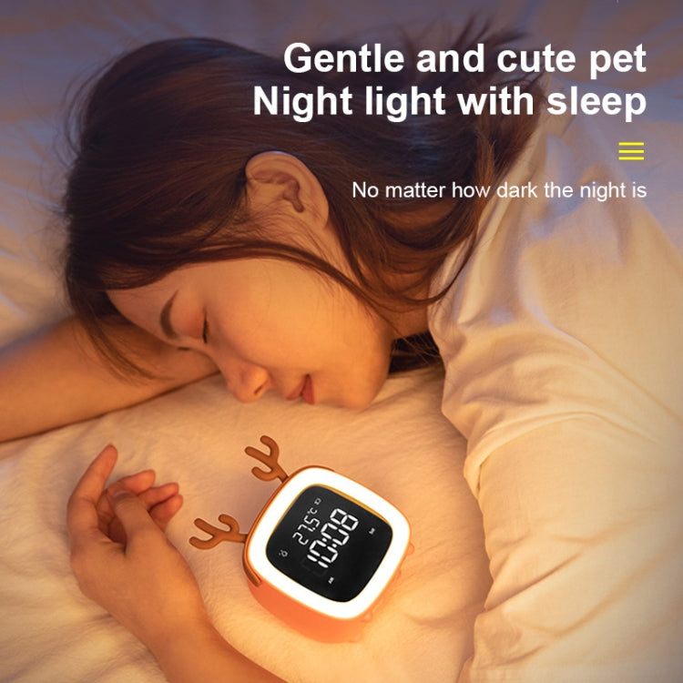Cartoon Deer Shape Children Snooze Multifunctional USB Rechargeable Student LED Alarm Clock
