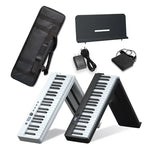 Wersi 88키 접이식 휴대용 전자 피아노 키보드, 초보자 연습용, CN 플러그, USB 화이트, USB 블랙