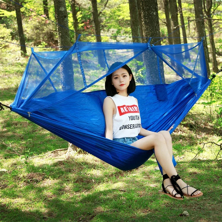 1-2 Person Outdoor Mosquito Net Parachute Hammock Camping Hanging Sleeping Bed Swing Portable  Double  Chair, 260 x 140cm, 260x140cm Blue Grey, 260x140cm Pink, 260x140cm Pink Blue, 260x140cm Green, 260x140cm Yelliw Green, 260x140cm Dark Blue