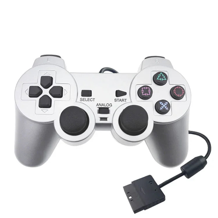 유선 게임패드 듀얼 모터 진동 실버 연료 분사 게임패드 PS2용, PS2용