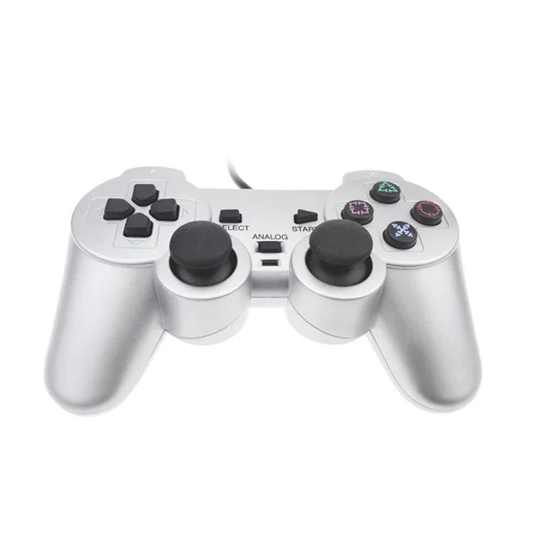 유선 게임패드 듀얼 모터 진동 실버 연료 분사 게임패드 PS2용, PS2용