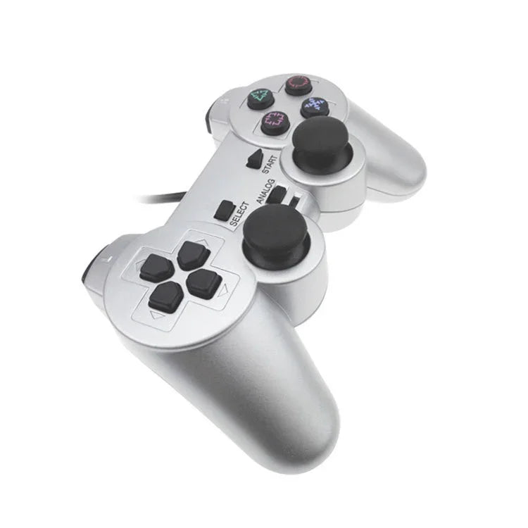 유선 게임패드 듀얼 모터 진동 실버 연료 분사 게임패드 PS2용, PS2용