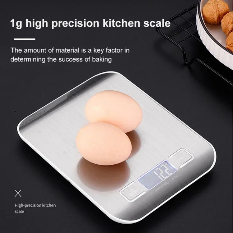 스테인리스 스틸 소형 식품 전자 저울 주방 휴대용 베이킹 전자 저울, 5kg/1g (배터리 모델 화이트), 5kg/1g (배터리 모델 블랙), 10kg/1g (배터리 모델 화이트), 5kg/1g (충전식 화이트), 10kg/1g (충전식 화이트)