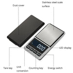 주방 스테인리스 스틸 미니 휴대용 저울 고정밀 보석 저울 전자 저울, 100g/0.01g, 200g/0.01g, 300g/0.01g, 500g/0.01g, 500g/0.1g