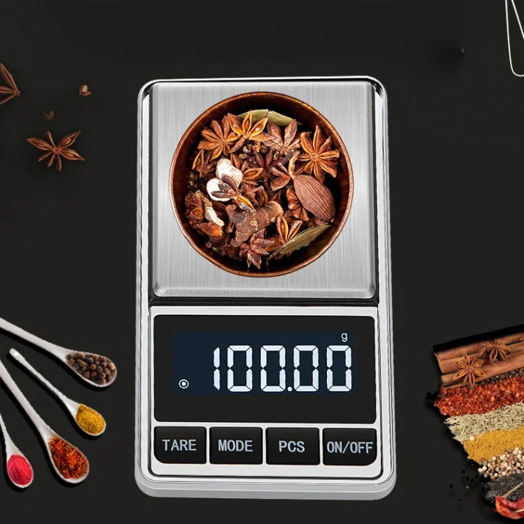 주방 스테인리스 스틸 미니 휴대용 저울 고정밀 보석 저울 전자 저울, 100g/0.01g, 200g/0.01g, 300g/0.01g, 500g/0.01g, 500g/0.1g