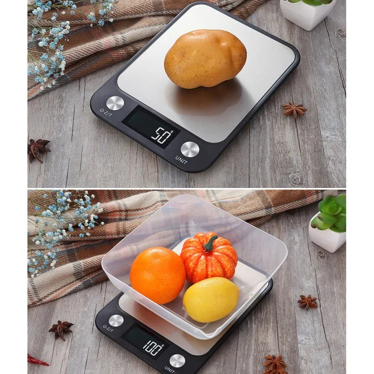 소형 주방 식품 저울 스테인리스 스틸 전자 주방 저울, 5kg/1g (블랙), 10kg/1g (블랙), 5kg/1g (화이트), 10kg/1g (화이트)