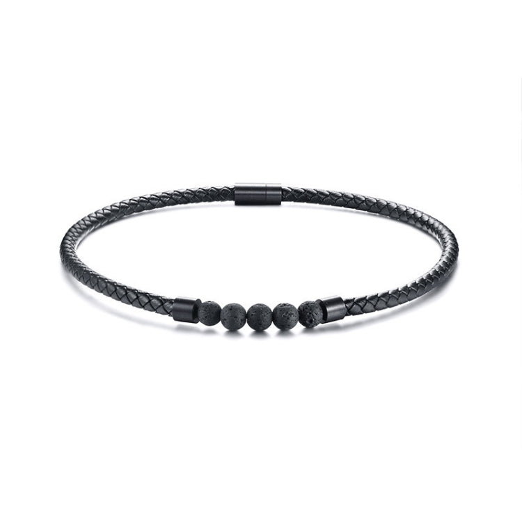 NC441 스테인리스 스틸 자석 잠금 라바 스톤 가죽 칼라 목걸이, NC441
