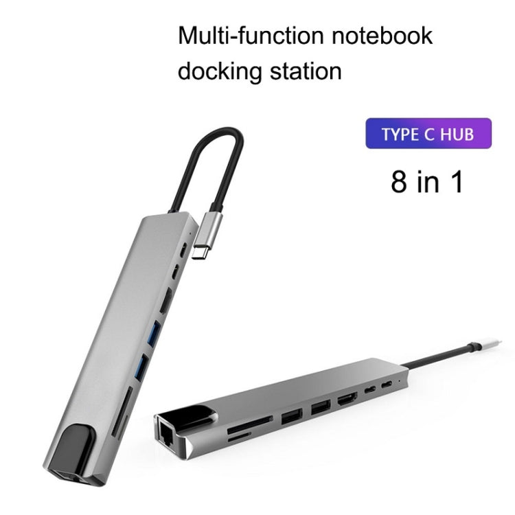 WC7367 8-in-1 87W Type-C to PD+USB3.0/USB2.0+SD+TF+HDMI+RJ45+Type-C 도킹 스테이션 허브, WC7367