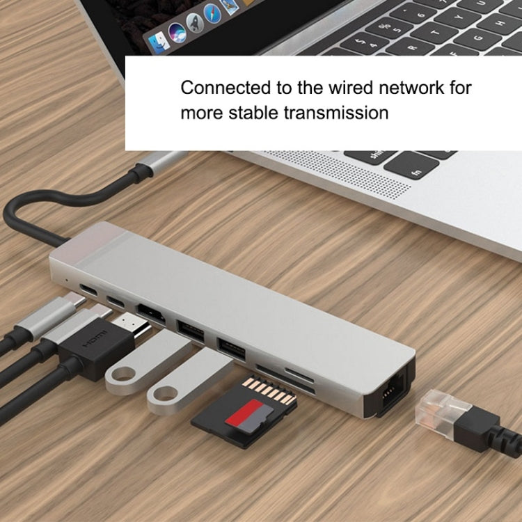 WC7367 8-in-1 87W Type-C to PD+USB3.0/USB2.0+SD+TF+HDMI+RJ45+Type-C 도킹 스테이션 허브, WC7367