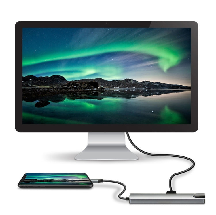 WC7367 8-in-1 87W Type-C to PD+USB3.0/USB2.0+SD+TF+HDMI+RJ45+Type-C 도킹 스테이션 허브, WC7367