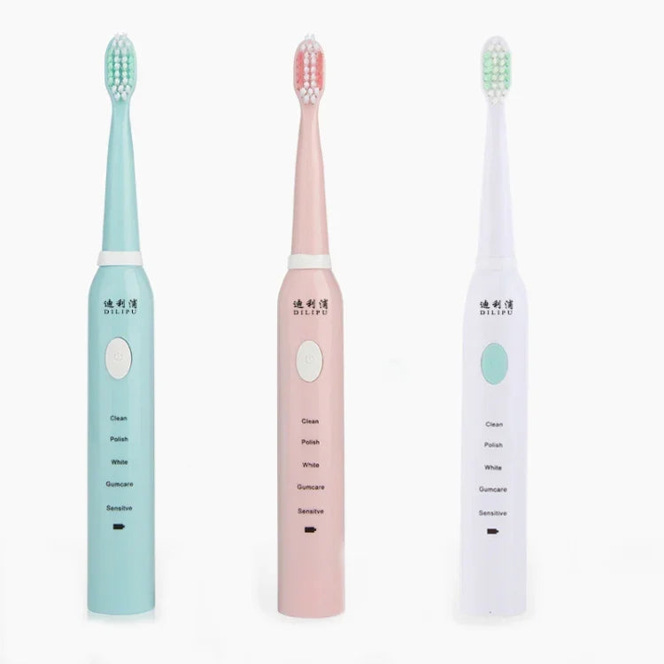 DELIPU 전동 칫솔 충전식 소닉 5단계 조절 어린이 성인 가정용 방수 부드러운 모 화이트닝 칫솔, USB 충전 케이블 (블루), USB 충전 케이블 (화이트), USB 충전 스탠드 (블루), USB 충전 스탠드(핑크)