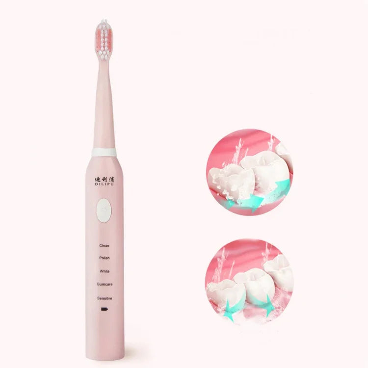 DELIPU 전동 칫솔 충전식 소닉 5단계 조절 어린이 성인 가정용 방수 부드러운 모 화이트닝 칫솔, USB 충전 케이블 (블루), USB 충전 케이블 (화이트), USB 충전 스탠드 (블루), USB 충전 스탠드(핑크)