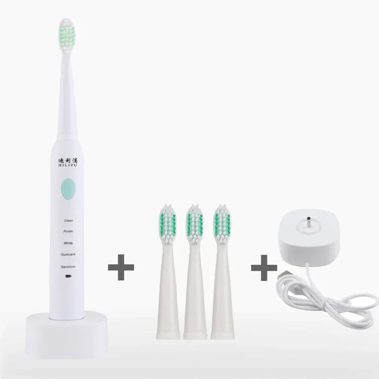 DELIPU 전동 칫솔 충전식 소닉 5단계 조절 어린이 성인 가정용 방수 부드러운 모 화이트닝 칫솔, USB 충전 케이블 (블루), USB 충전 케이블 (화이트), USB 충전 스탠드 (블루), USB 충전 스탠드(핑크)