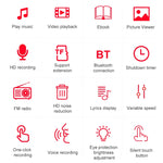 휴대용 블루투스 터치 스크린 MP3 플레이어 녹음기 전자책, 4GB, 8GB, 16GB, 32GB