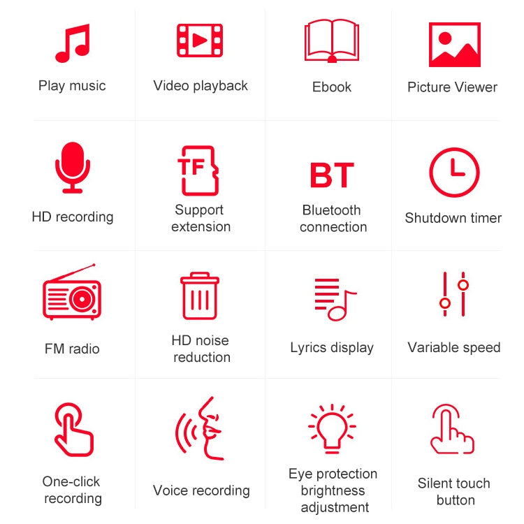 휴대용 블루투스 터치 스크린 MP3 플레이어 녹음기 전자책, 4GB, 8GB, 16GB, 32GB