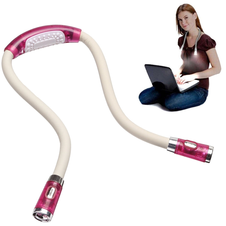 휴대용 U자형 LED 유연한 핸즈프리 목걸이 독서용 책 램프 토치, 블랙, 그린, 블루, 핑크
