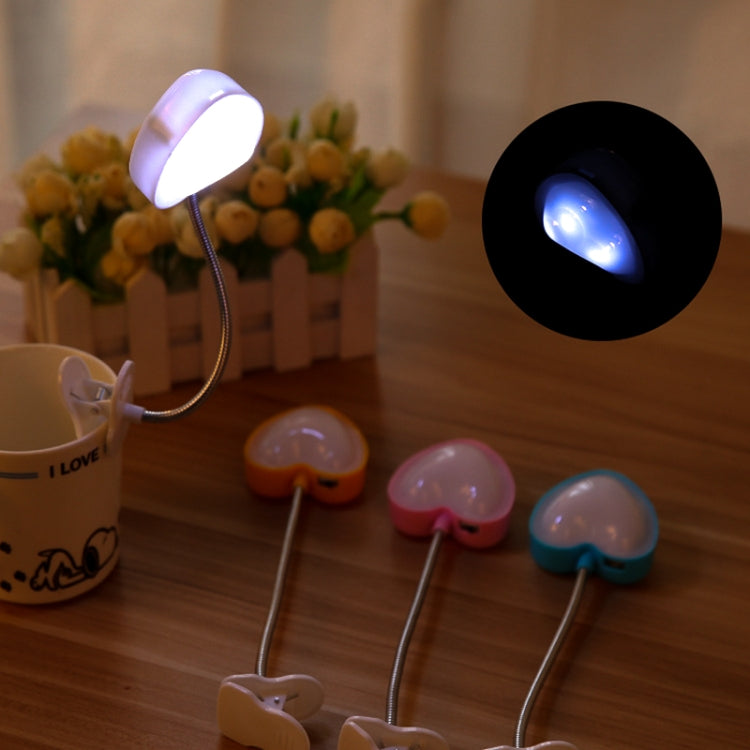 미니 러브 하트 클립 LED 책 램프 독서용 책상 램프 키보드 조명 눈 보호 에너지 절약 야간 조명, 핑크, 옐로우, 블루