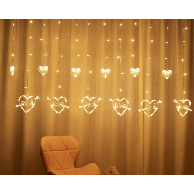 LED 하트 모양 장식등 커튼등 휴일 드레스 스트링등, 유럽 플러그, 따뜻한 백색등, 다채로운 등