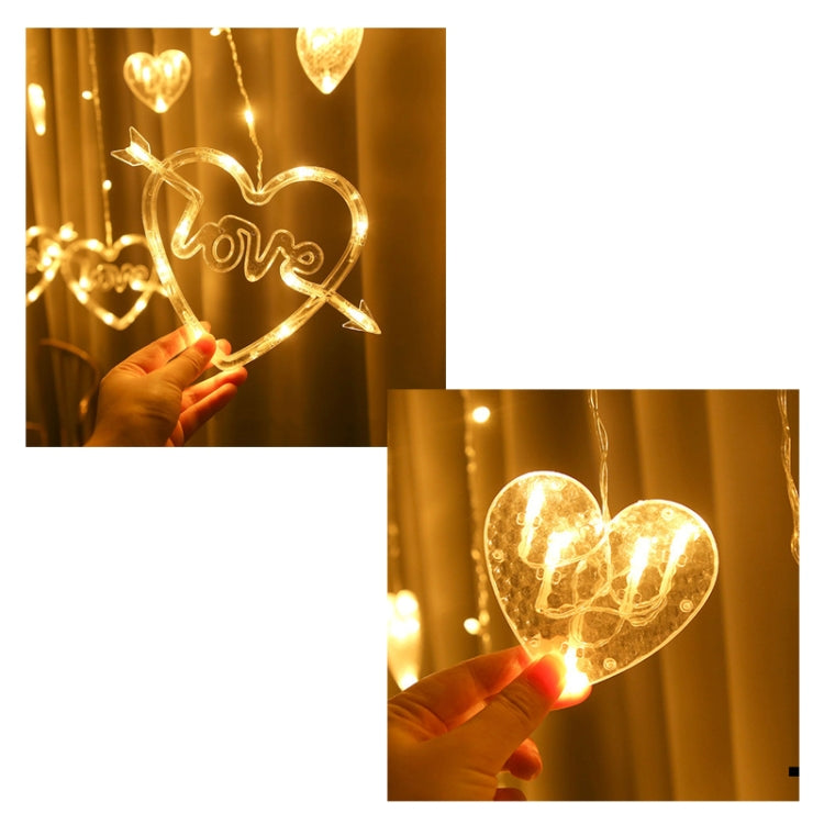 LED 하트 모양 장식등 커튼등 휴일 드레스 스트링등, 유럽 플러그, 따뜻한 백색등, 다채로운 등