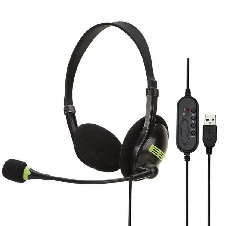 컴퓨터 USB 인터페이스 헤드폰 마이크 포함 항공용 헤드셋