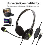 컴퓨터 USB 인터페이스 헤드폰 마이크 포함 항공용 헤드셋