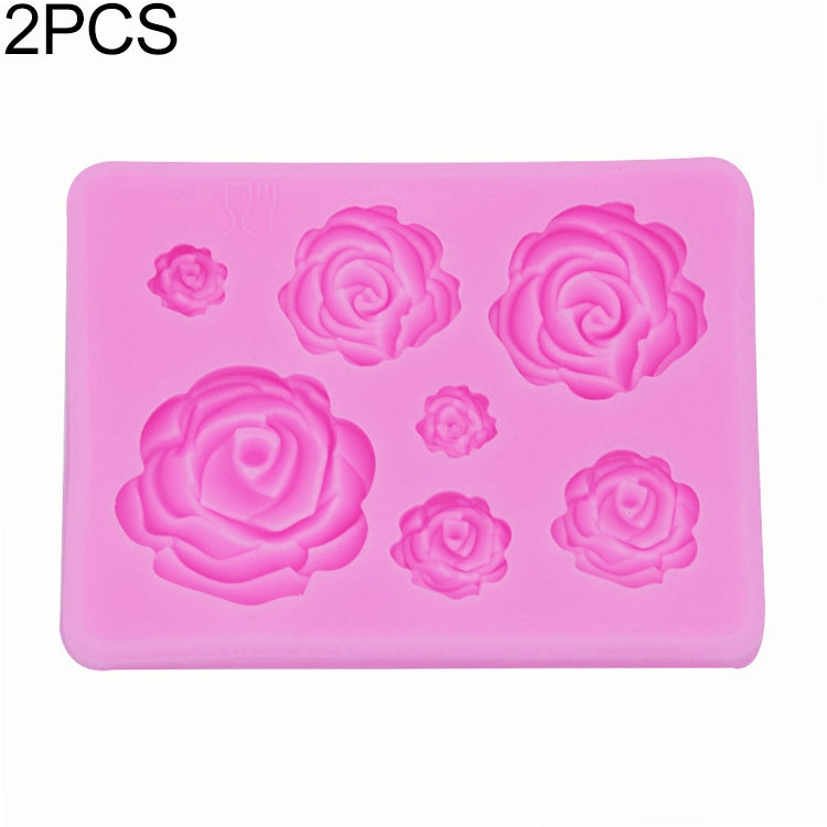 2개입 DIY 수제 비누 초콜릿 폰던트 베이킹 몰드 3D 장미 꽃 케이크 장식 실리콘 몰드, 꽃 모양(핑크), 꽃 모양(그레이)