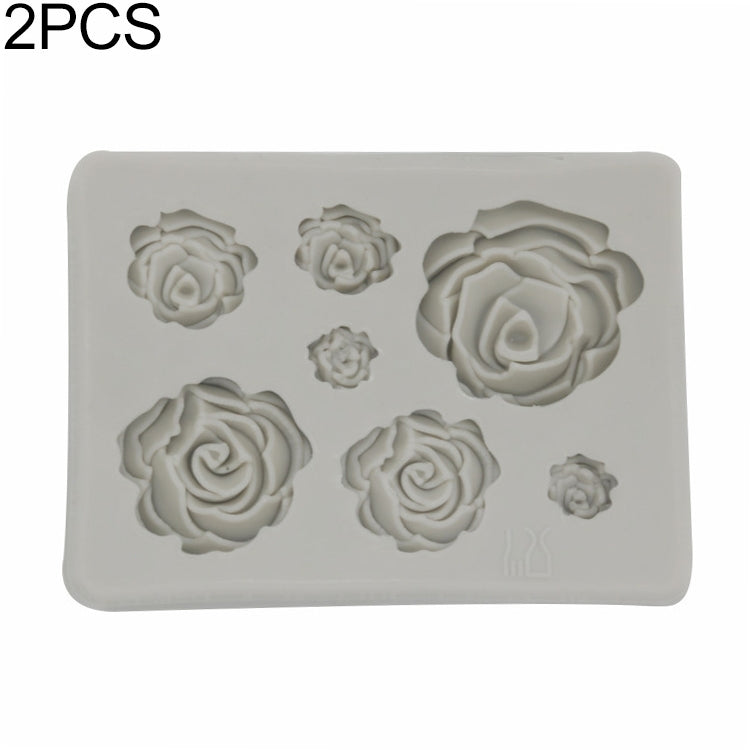 2개입 DIY 수제 비누 초콜릿 폰던트 베이킹 몰드 3D 장미 꽃 케이크 장식 실리콘 몰드, 꽃 모양(핑크), 꽃 모양(그레이)