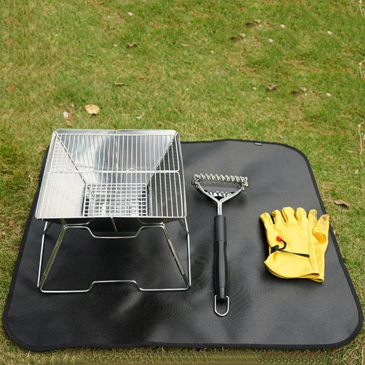 CLS 야외 캠핑 실리콘 방화 천 피크닉 바비큐 단열 패드, S: 350x340mm, M: 450x370mm, L: 600x520mm, XL: 800x750mm