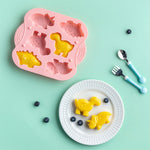 DIY 6칸 실리콘 공룡 케이크 몰드 아기 이유식 보충 몰드 베이킹 도구, 핑크, 연두색