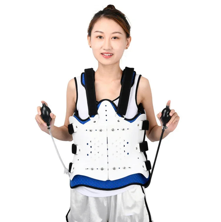조절 가능한 흉요추 고정 보조기 및 허리 보호대, 스타일:, 단일 에어백 원 사이즈, 이중 에어백 원 사이즈, 표준 모델 (에어백 없음) 원 사이즈
