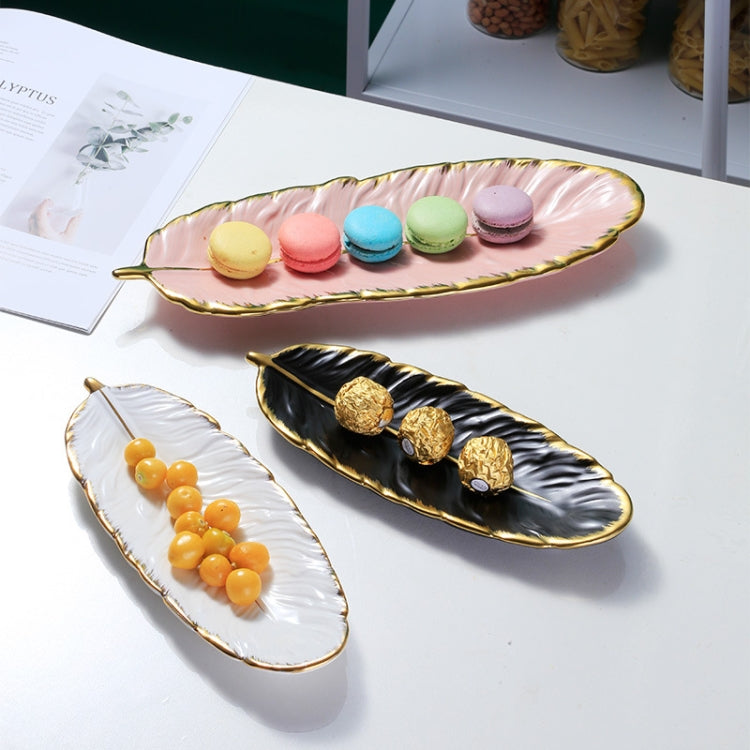 프놈펜 세라믹 디저트 접시 깃털 접시 바나나 잎 과일 건조 과일 보관 쟁반, 크기: 대형 (밝은 에메랄드), 소형 (밝은 에메랄드), 대형 (밝은 복숭아 핑크), 소형 (밝은 복숭아 핑크), 대형 (무광 블랙), 소형 (무광 블랙)