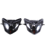 Motorcycle LDE Retro Headlights LED Far Near Beam Lights For Yamaha LC135 V2-V6, Transparent Glass, Smoked Glass