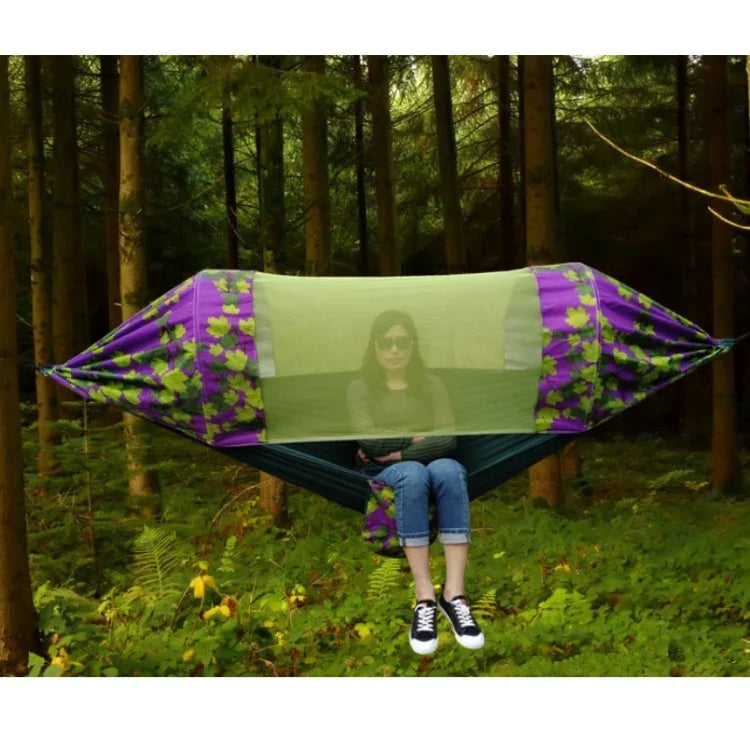 야외 캠핑 모기 방지 그늘 해먹 낙하산 천 인쇄 모기장 해먹, 크기: 270x140cm, 270x140cm 단풍